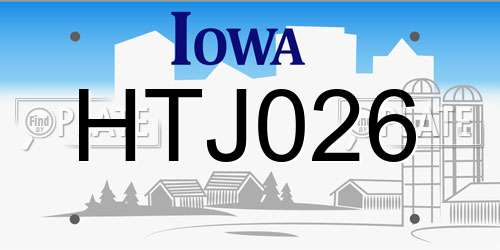 HTJ026 Iowa License Plate