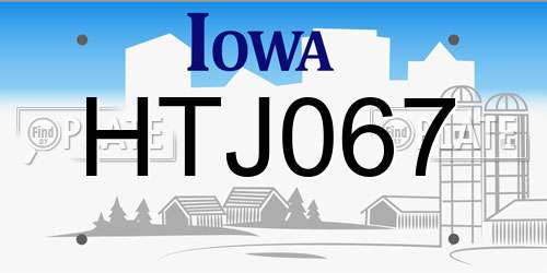HTJ067 Iowa License Plate