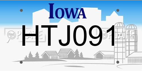 HTJ091 Iowa License Plate
