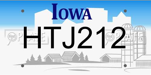 HTJ212 Iowa License Plate