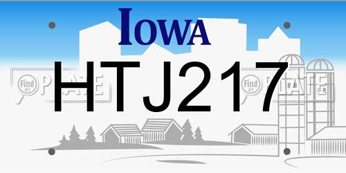 HTJ217 Iowa License Plate