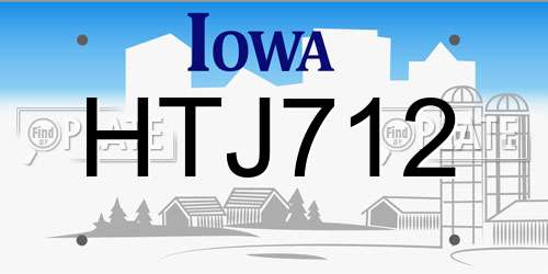 HTJ712 Iowa License Plate