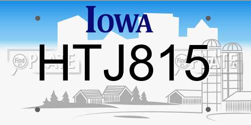 HTJ815 Iowa License Plate