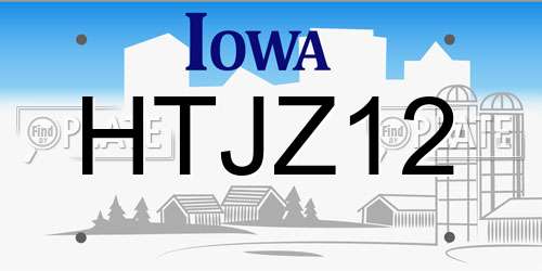 HTJZ12 Iowa License Plate