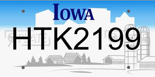HTK2199 Iowa License Plate