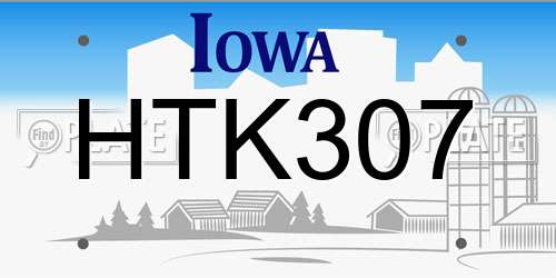 HTK307 Iowa License Plate