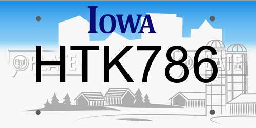 HTK786 Iowa License Plate