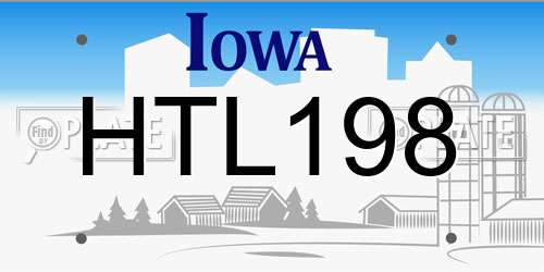 HTL198 Iowa License Plate