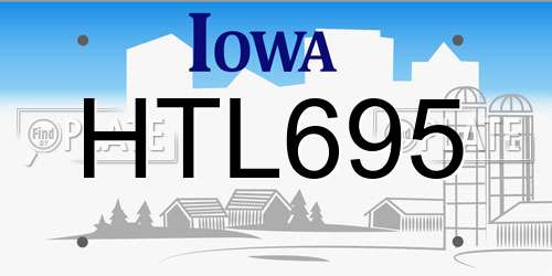 HTL695 Iowa License Plate