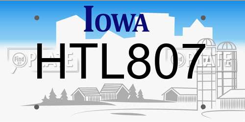 HTL807 Iowa License Plate