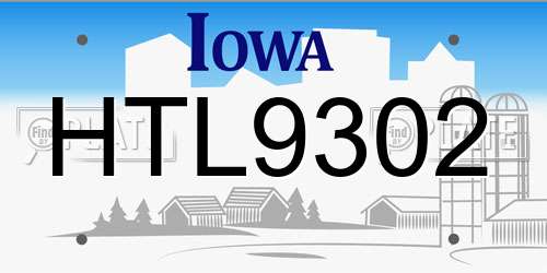 HTL9302 Iowa License Plate