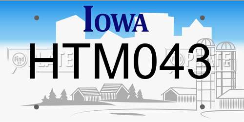 HTM043 Iowa License Plate