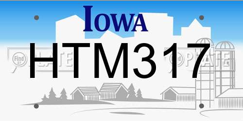 HTM317 Iowa License Plate