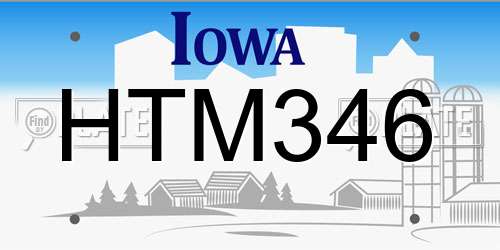 HTM346 Iowa License Plate
