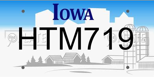 HTM719 Iowa License Plate