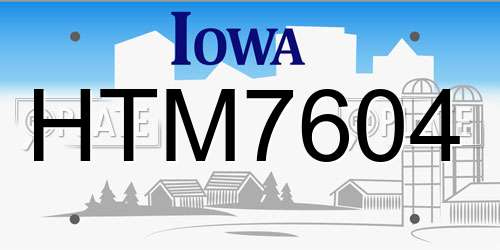 HTM7604 Iowa License Plate