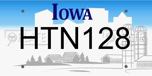 HTN128 Iowa License Plate