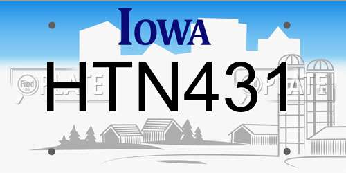 HTN431 Iowa License Plate