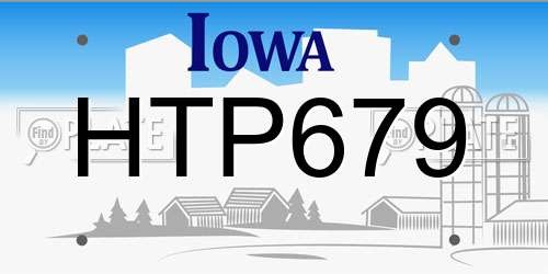 HTP679 Iowa License Plate