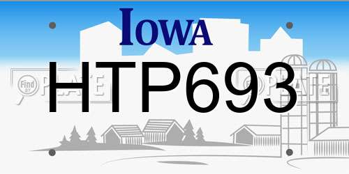HTP693 Iowa License Plate