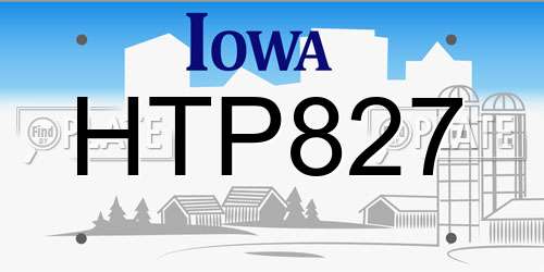 HTP827 Iowa License Plate