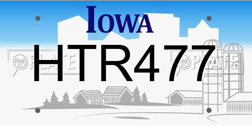 HTR477 Iowa License Plate