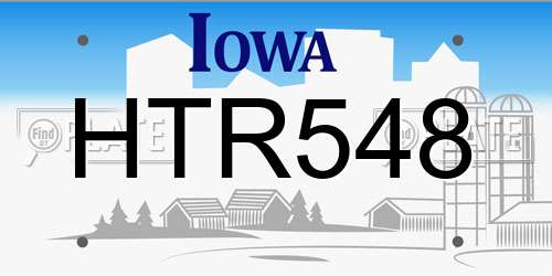 HTR548 Iowa License Plate