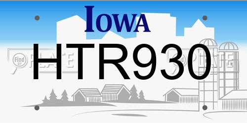 HTR930 Iowa License Plate