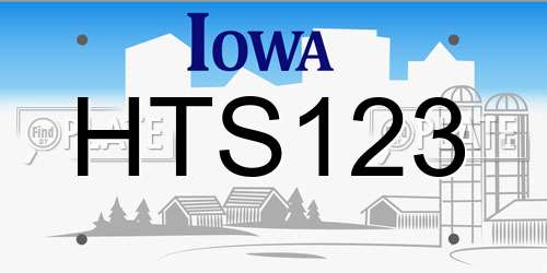 HTS123 Iowa License Plate