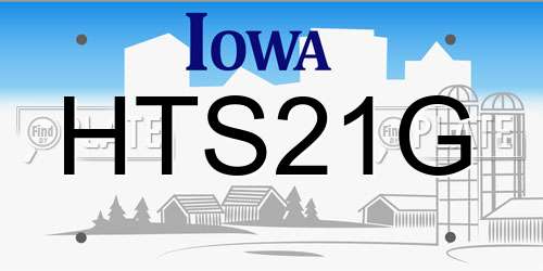 HTS21G Iowa License Plate