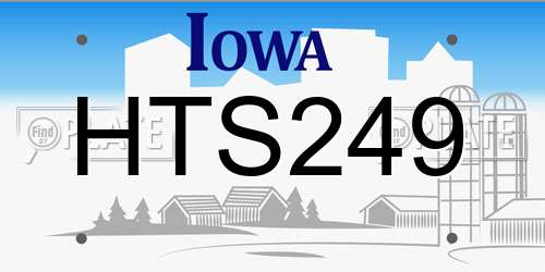 HTS249 Iowa License Plate