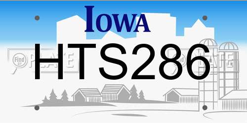 HTS286 Iowa License Plate