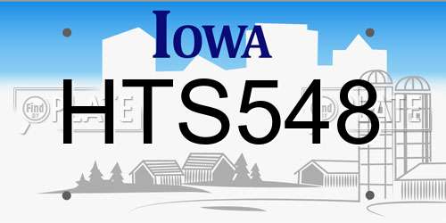 HTS548 Iowa License Plate