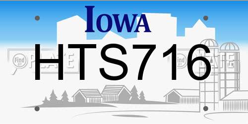 HTS716 Iowa License Plate