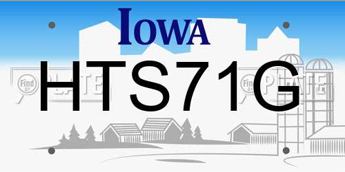 HTS71G Iowa License Plate