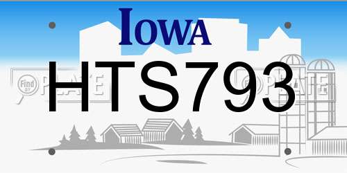 HTS793 Iowa License Plate