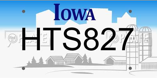 HTS827 Iowa License Plate