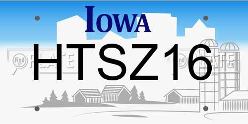HTSZ16 Iowa License Plate