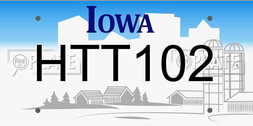 HTT102 Iowa License Plate
