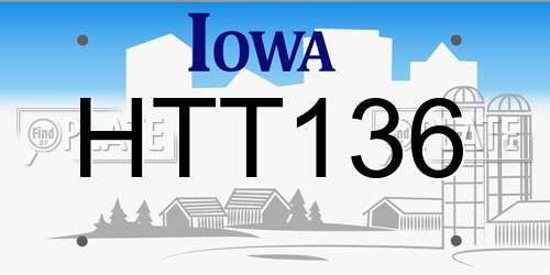 HTT136 Iowa License Plate