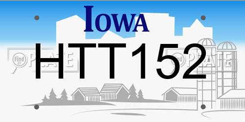 HTT152 Iowa License Plate