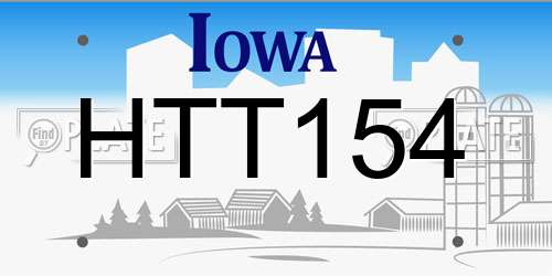 HTT154 Iowa License Plate