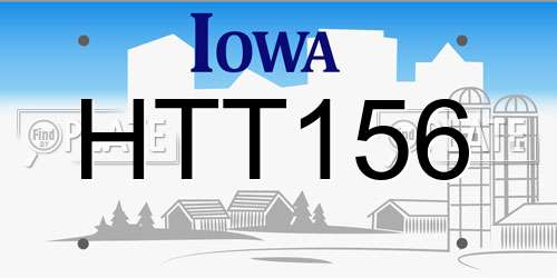 HTT156 Iowa License Plate