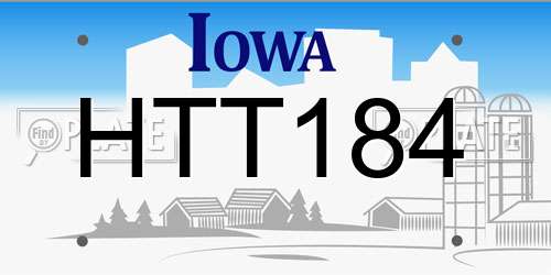 HTT184 Iowa License Plate