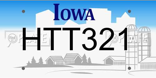 HTT321 Iowa License Plate