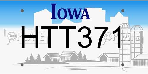 HTT371 Iowa License Plate