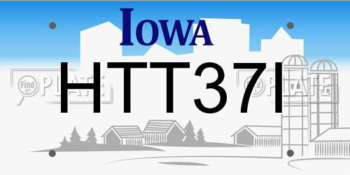HTT37I Iowa License Plate