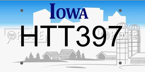 HTT397 Iowa License Plate