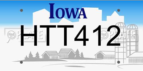 HTT412 Iowa License Plate
