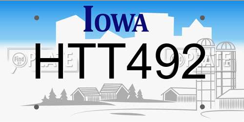 HTT492 Iowa License Plate